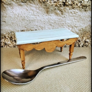 Dollhouse Miniature French Country Table, One inch scale Kitchen Furniture, Farmhouse Cottage shabby style Table