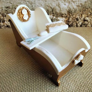 Dollhouse Bathtub Gold Baroque Style, One inch Scale Miniature Bathroom Furniture, French Shabby Washroom