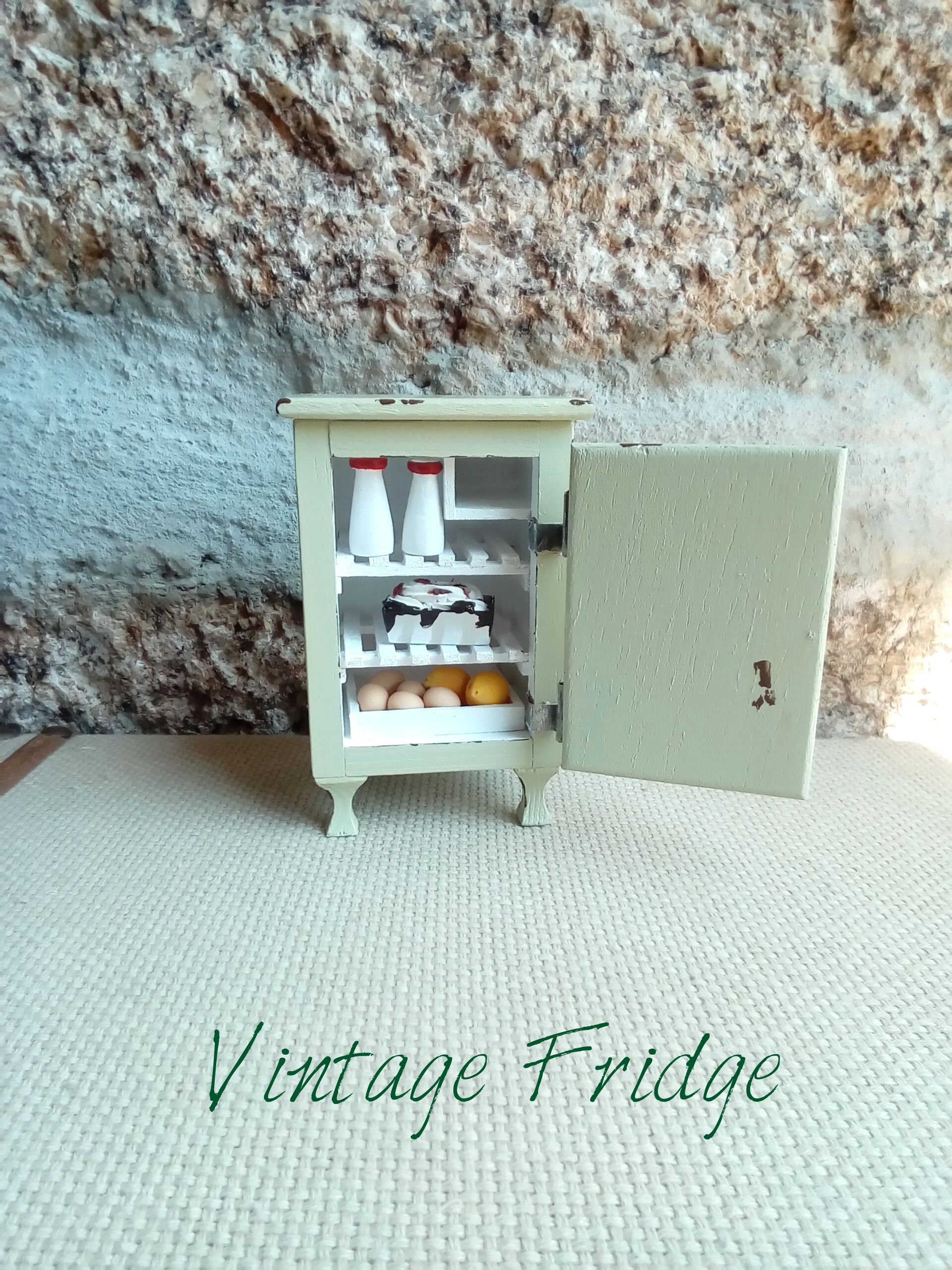 Dollhouse Miniature Fridge Vintage Ice box 1/12 Scale Etsy
