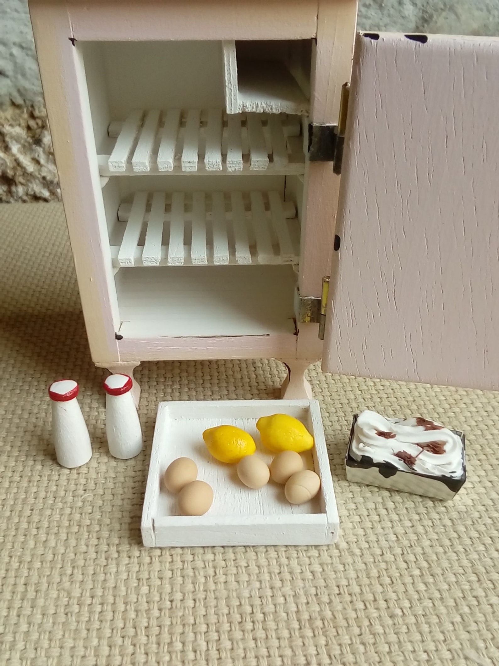 Dollhouse Miniature Fridge Vintage Ice box 1/12 Scale Etsy
