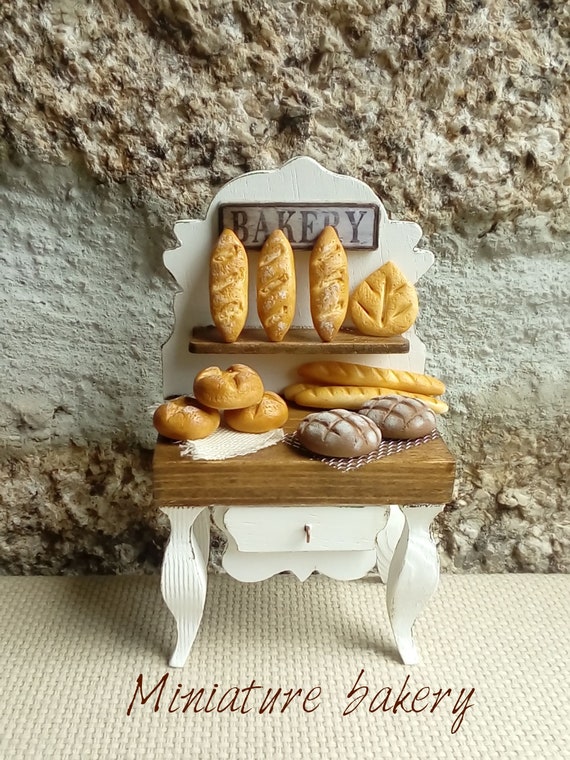 Dollhouse Miniature Bakery, Miniature Bread Cabinet, One Inch - Main Image