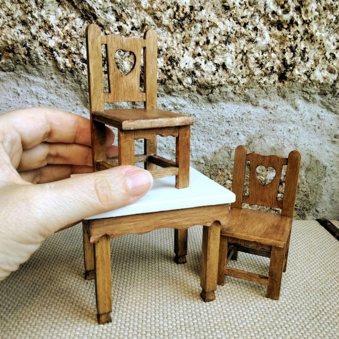 One Inch Miniatures Dollhouse Set Table and Chairs, One Inch Miniature Kitchen Furniture ...