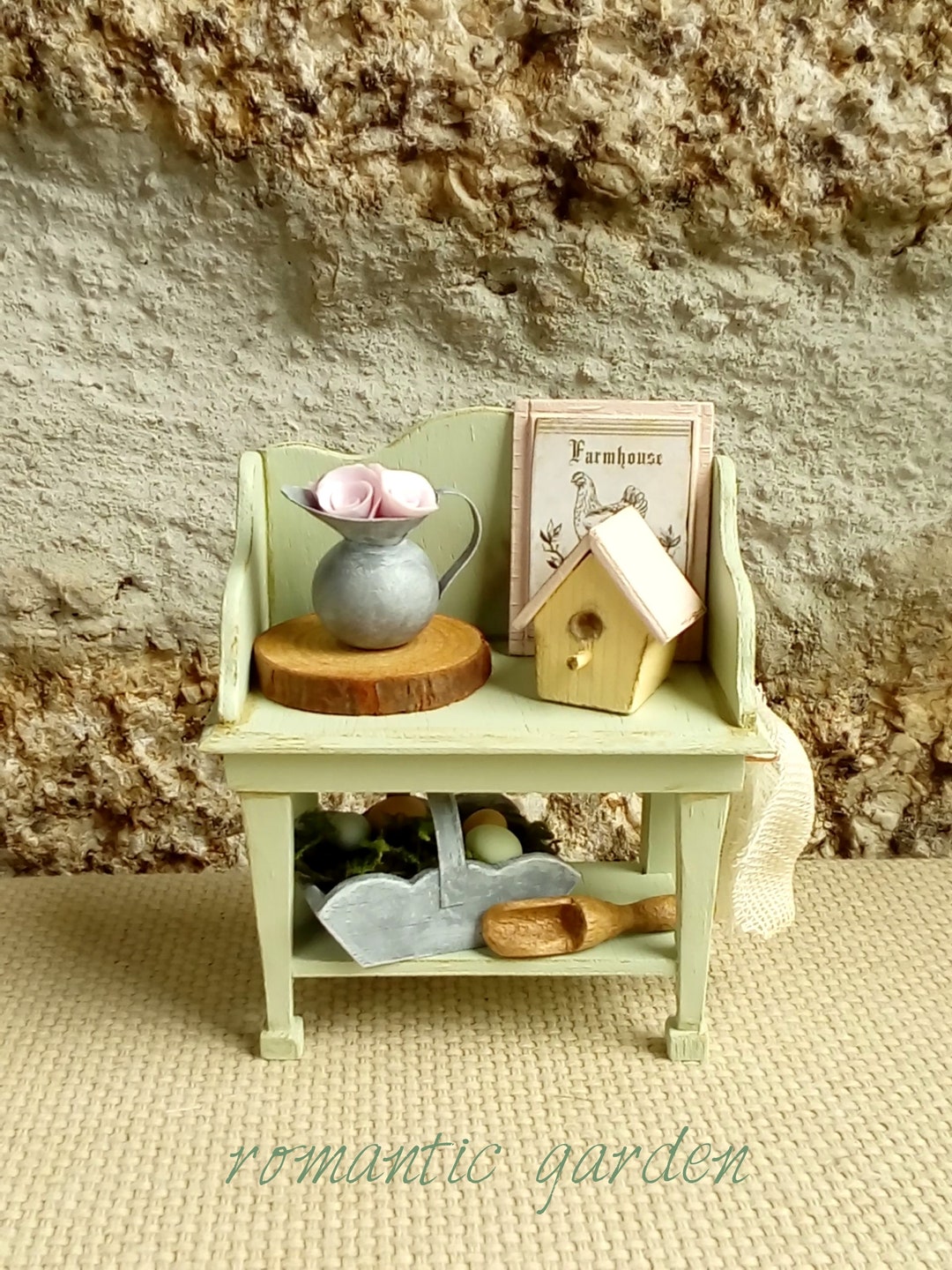 Mini Banc En Bois Pour Maison De Poupées - Accessoire Jardin Miniature Rustique Et Décoratif