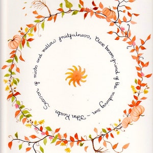 Pittura ad acquerello originale autunnale - Poesia di John Keats