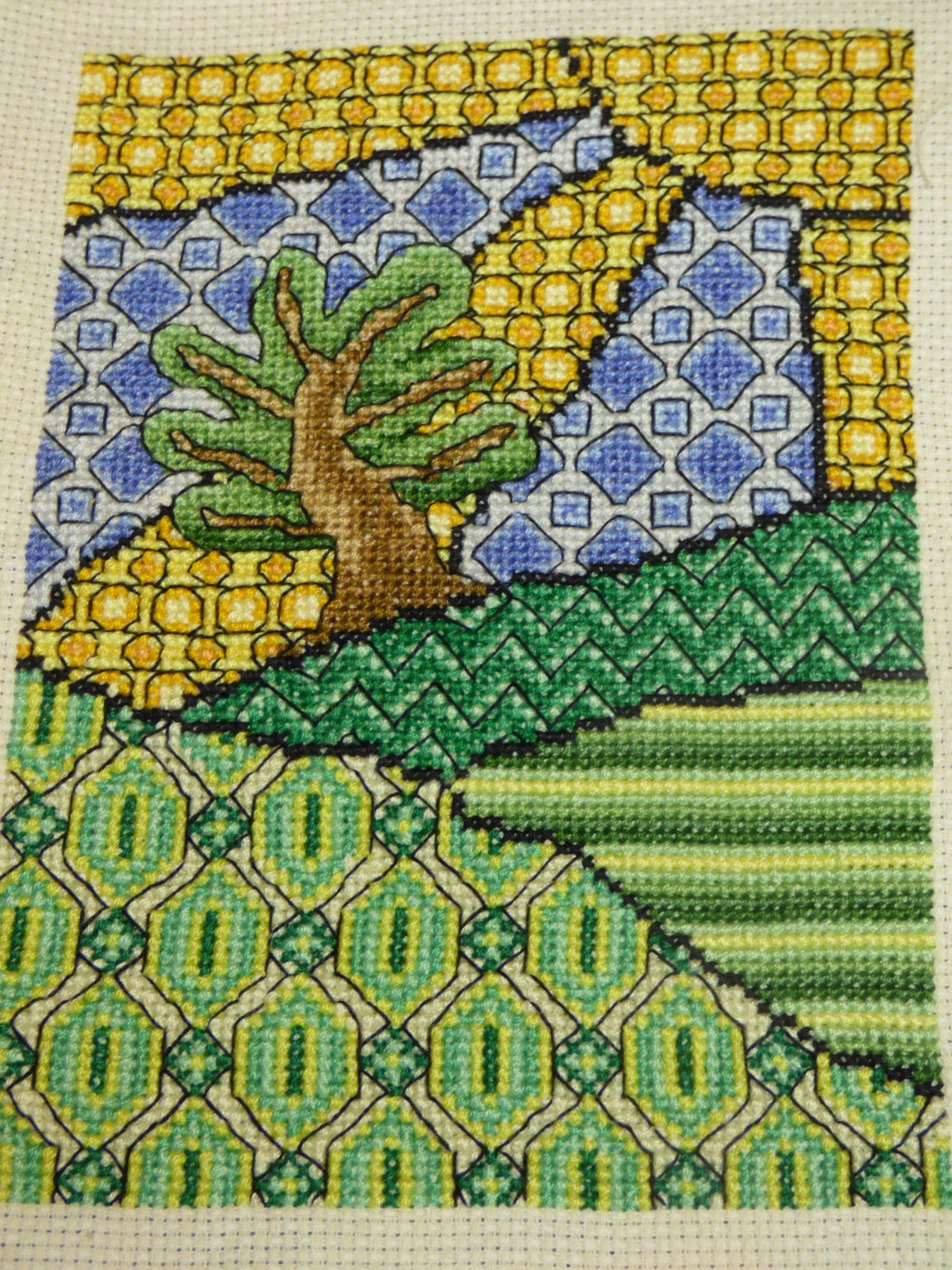Cross Stitch Pattern Landscape With Tree Pdf - Etsy