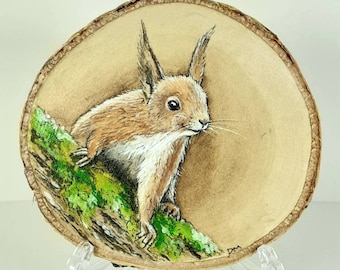 Red Squirrel Painting on Wood