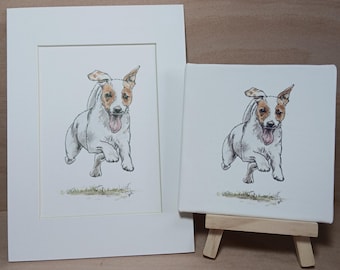Impresión artística de Jack Russell Terrier: mini lienzo o papel montado