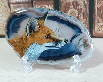 Fox Painting on Agate