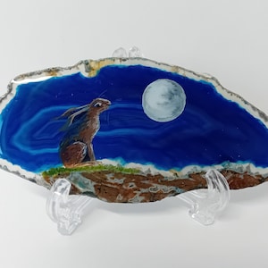 Mond Blick Hase Malerei auf Achat