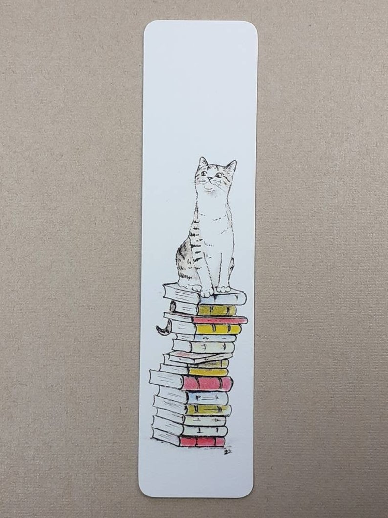 Cats on Books Bookmark, Tabby, Black, Black and White, Ginger and White, Ginger, White, Tabby and White Tabby and White 1