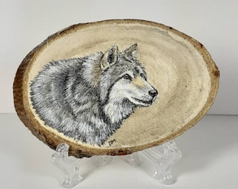 Wolf Painting on Wood, wolf gift, wildlife gift