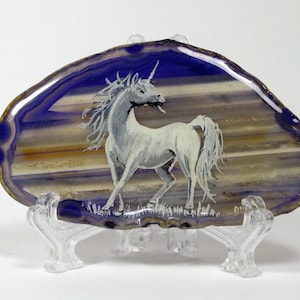 Unicorn Painting on Agate image 1