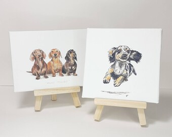 Dachshund miniature art print, sausage dog print, sausage dog gift, Dachshund gift