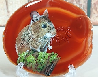Peinture Souris en Bois sur Agate