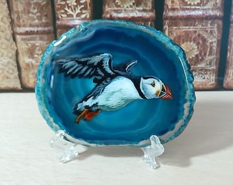Puffin Painting on Agate