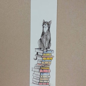 Cats on Books Bookmark, Tabby, Black, Black and White, Ginger and White, Ginger, White, Tabby and White Black with white bib