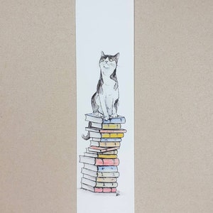 Cats on Books Bookmark, Tabby, Black, Black and White, Ginger and White, Ginger, White, Tabby and White Black and white