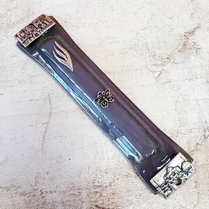 Schöne lila Mezuzah Fall Fusing Glass mit Schmetterling, Judäische Wohnkultur, Jüdische Housewarming Geschenke