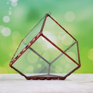 Transparent Geometric Cube Terrarium Stained Glass, Housewarming Gift, Personalized Gifts