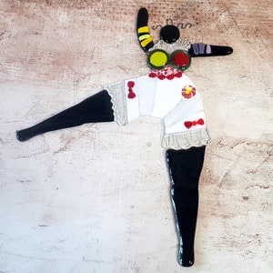 Handmade Sculpture &quot;Nana&quot; Inspired By Niki de Saint Phalle Fused Glass, Home Wall Decor Gift
