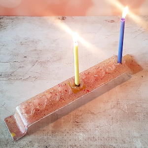 Red Flat Menorah with Red Candlesticks, Hanukkah Gifts, Jewish Housewarming Gifts