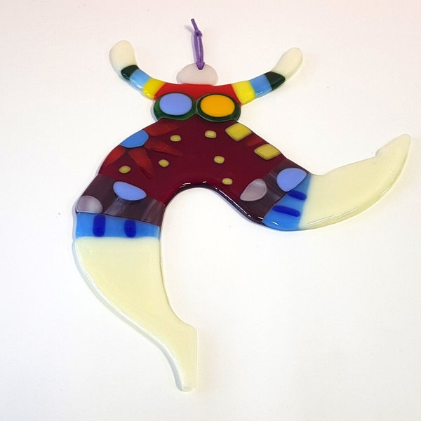 Colorful Glass Sculpture "Nana" Inspired By Niki de Saint Phalle, Handmade Fused Glass, New Home Gift