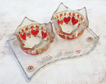 Shabbat Candlesticks, Clear Glass Candleholder, Hand Painted, Personalized Gift