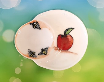 Glass Plate Apple & Honey, Rosh Hashana Glass Dish, Jewish Gift Idea, Rosh Hashana Gift Ideas