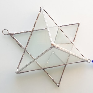 Transparent Terrarium in shaped of Star of David Stained Glass, Jewish Home Wall Gifts