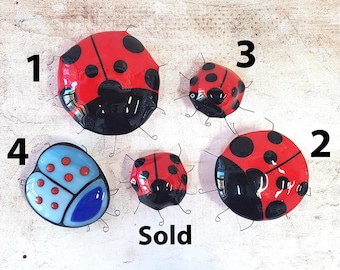 Fused Glass Ladybugs, Red Beetles, Garden Art, Home Decor Gifts