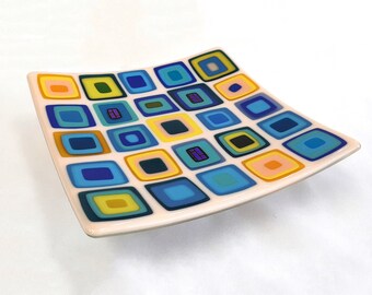 Beige Sushi Tablett aus geschmolzenem Glas, Esszimmer & Servierdekor Geschenke, Gastgeschenk