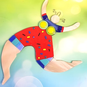 Colorful Glass Sculpture "Nana" Inspired By Niki de Saint Phalle, Handmade Fused Glass, New Home Gift