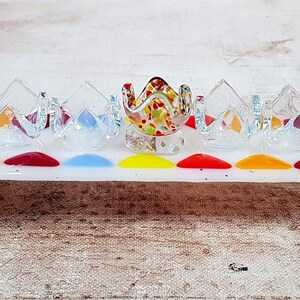 Menorah blanche en verre fusionné avec chandeliers colorés, cadeau de Hanoukka, cadeau de pendaison de crémaillère juive image 6