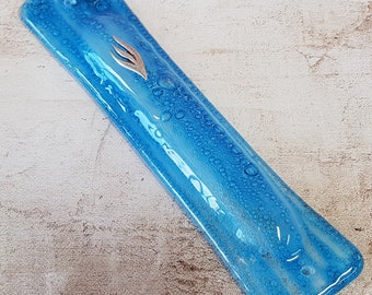 Beautiful Mezuzah Glass Case Blue Bubbles, Creative Judaica, Jewish New Home Gift