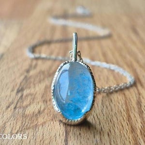 Handmade Natural Aquamarine Sterling Silver Necklace