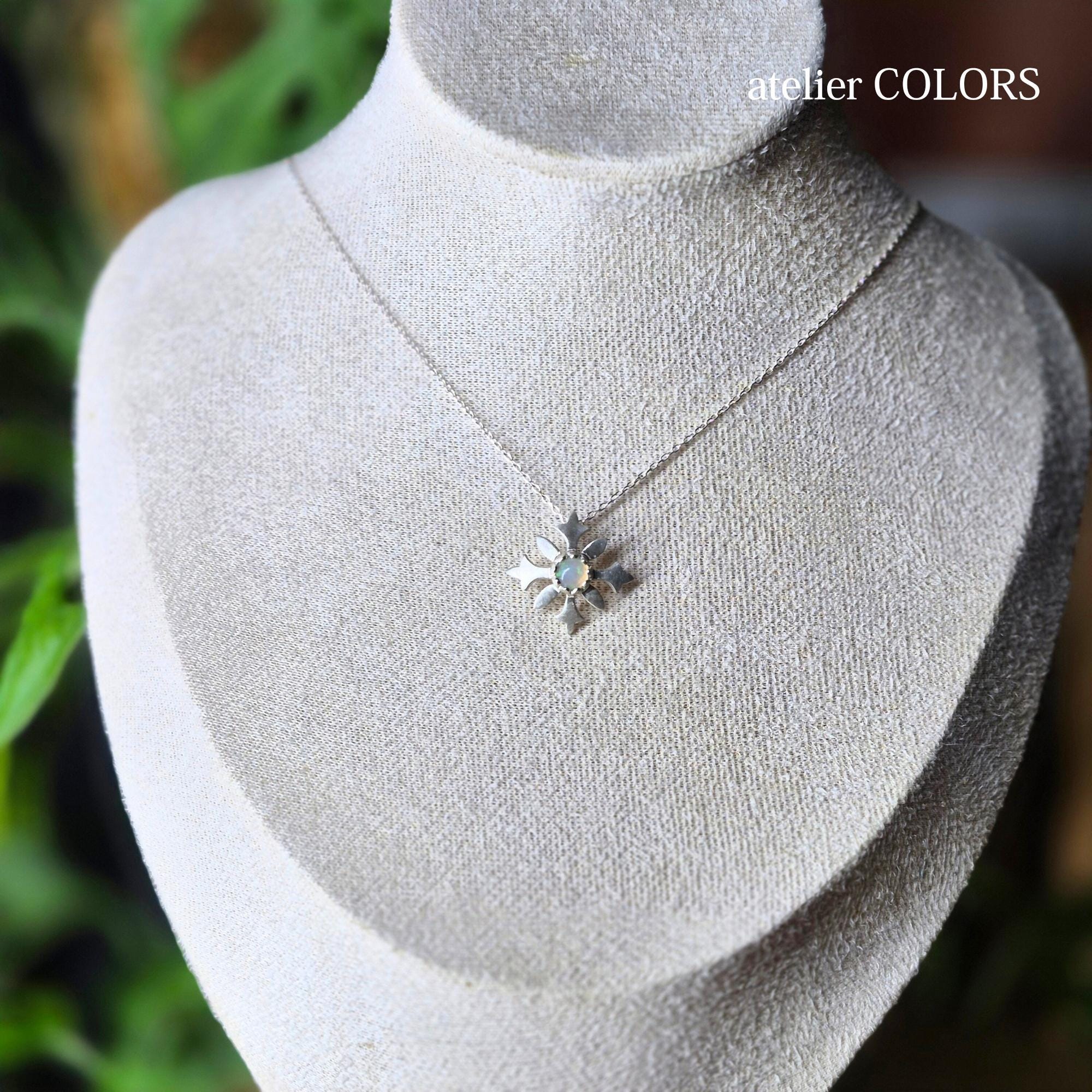 Collier En Opale Bleue – Pendentif Lys En Argent Massif 925, 44 Cm, 175 Carats