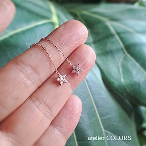 Gold-Plated Sterling Silver CZ Star Threader Earrings