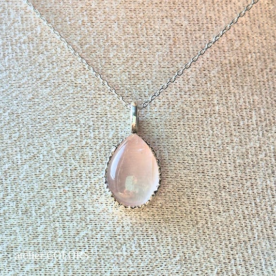Handmade Rose Quartz Sterling Silver Necklace: Artisan Gemstone
