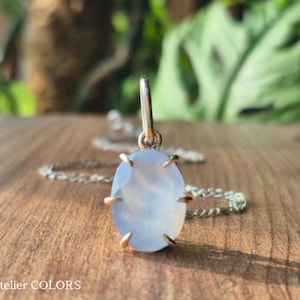 Handmade Purple Chalcedony Pendant: Sterling Silver Necklace, March Birthstone