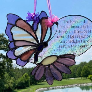 Butterfly Stained Glass Memorial heart-Customizable Gift