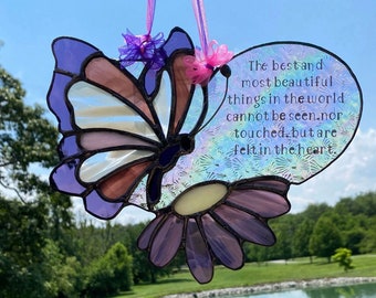Butterfly Stained Glass Memorial heart-Customizable Gift