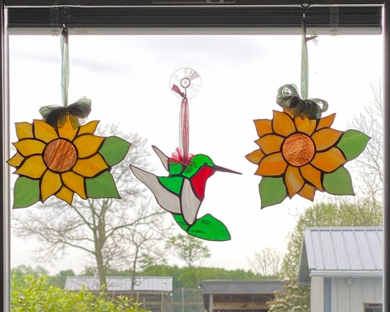 Sunflower Stained Glass Suncatcher Etsy