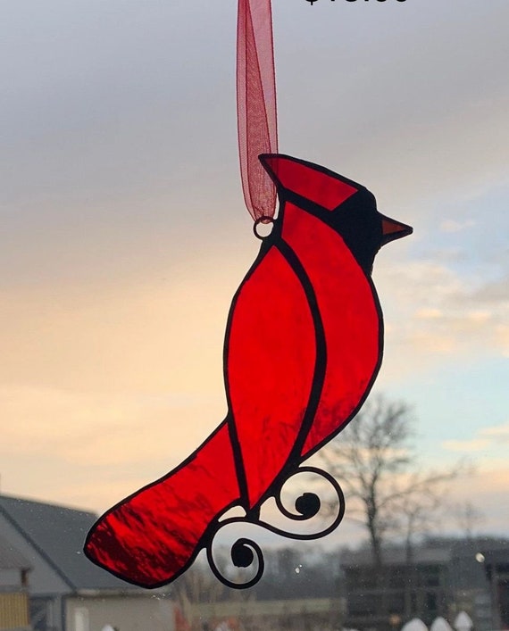 Stained Glass Cardinal Suncatcher Etsy