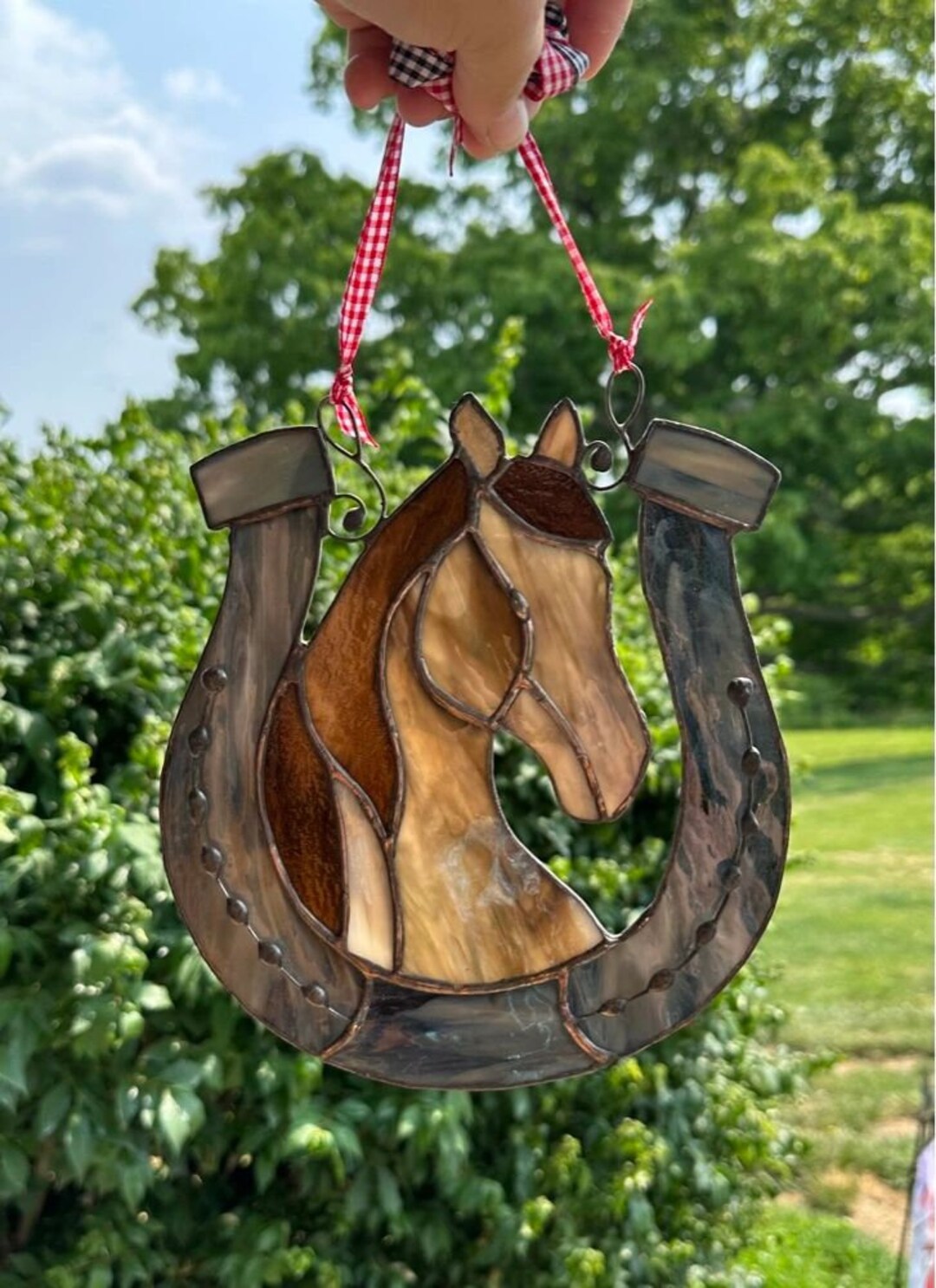 Stained Glass Horseshoe With Horse Etsy