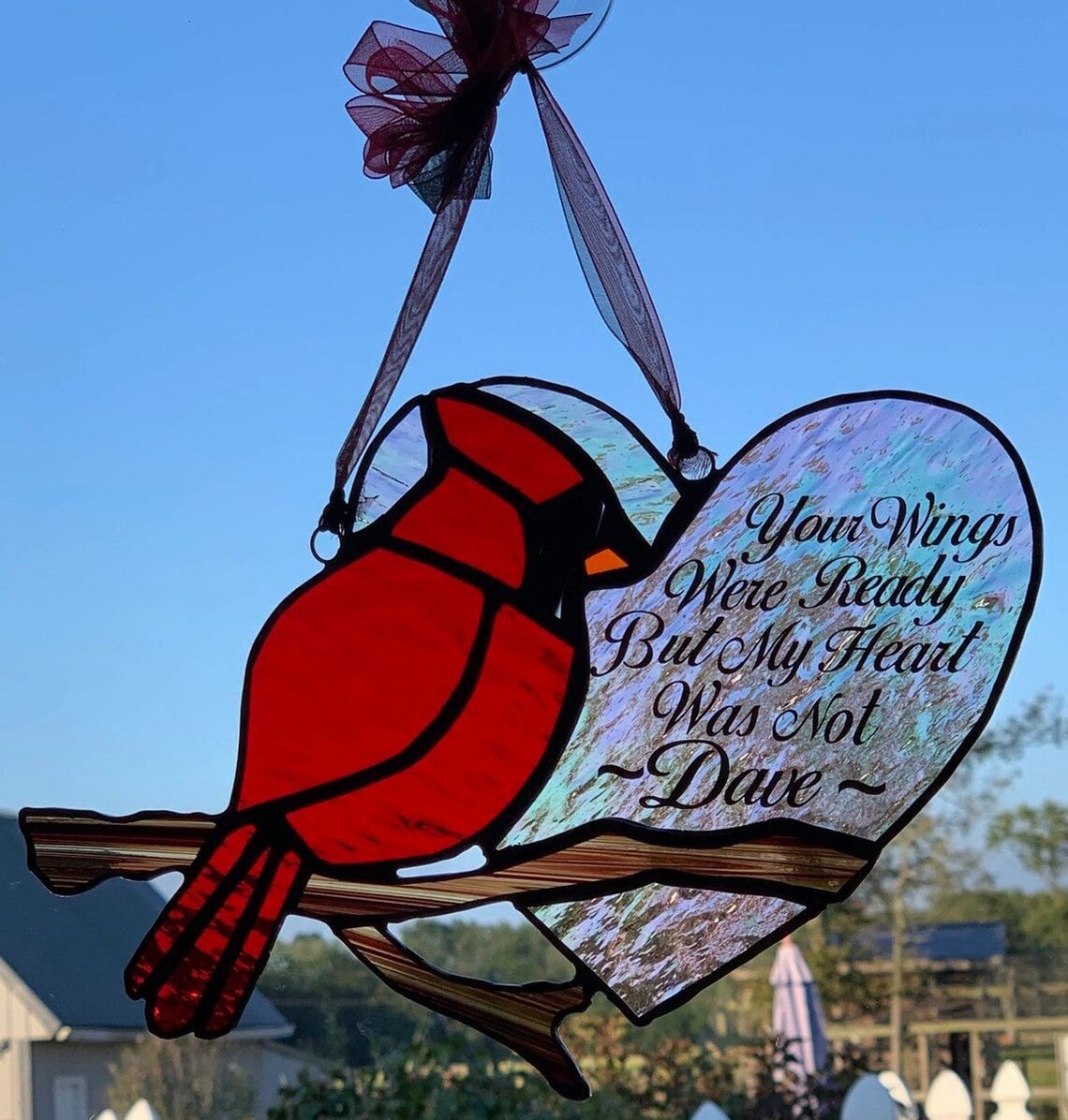 Red Cardinal Suncatcher Cardinal with heart suncatcher Etsy