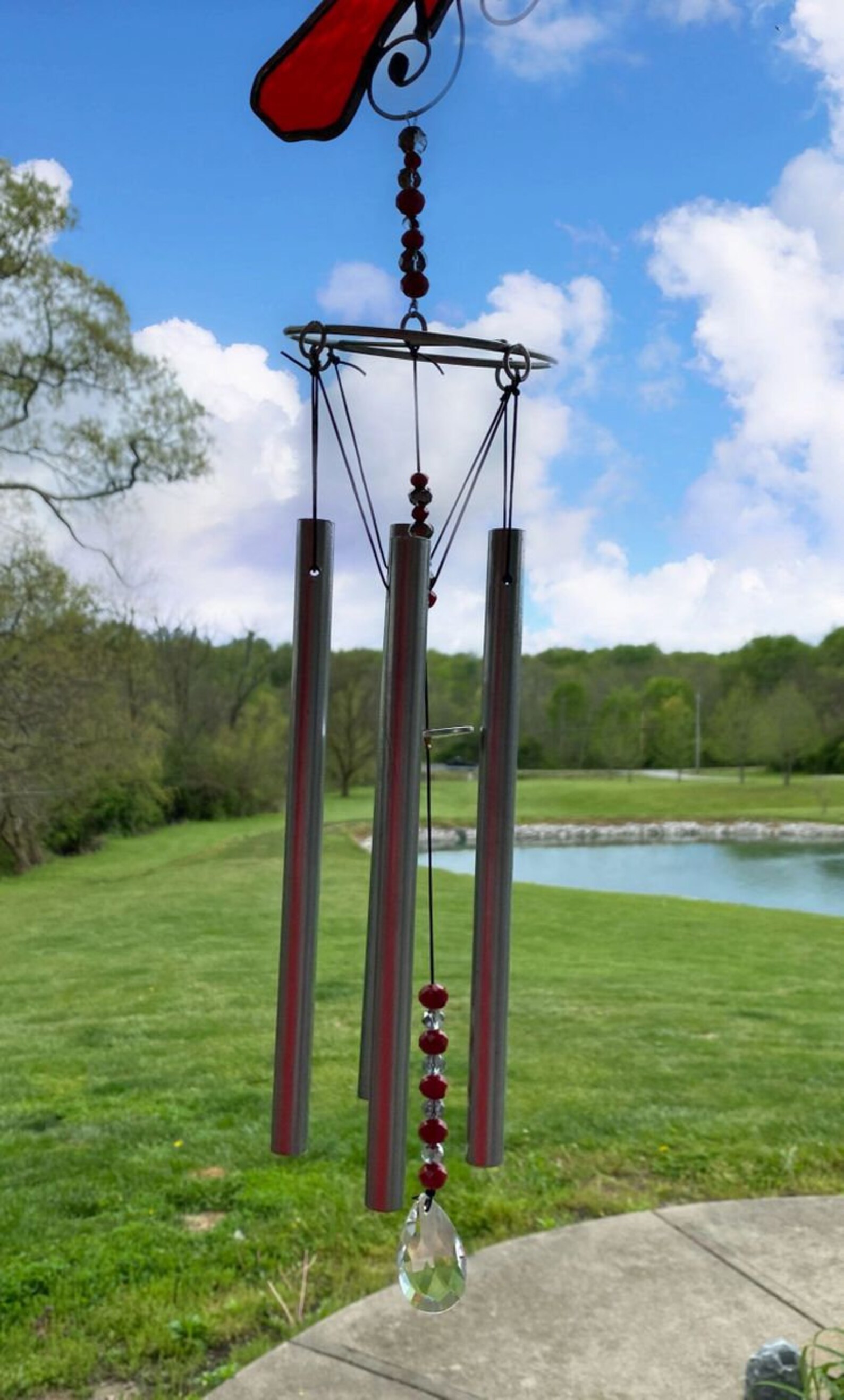 Stained Glass Cardinal Wind Chime Etsy