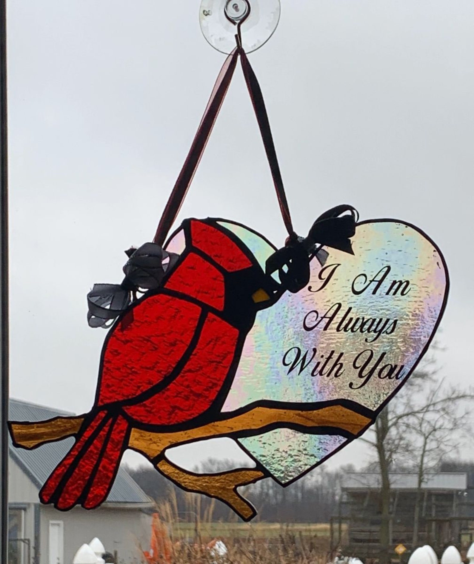 Red Cardinal Suncatcher Cardinal with heart suncatcher Etsy