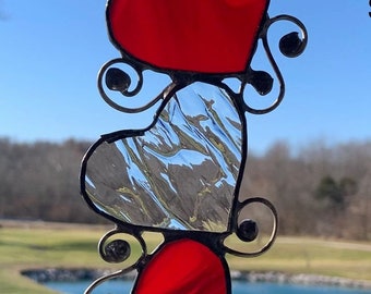 Heart stained glass suncatcher