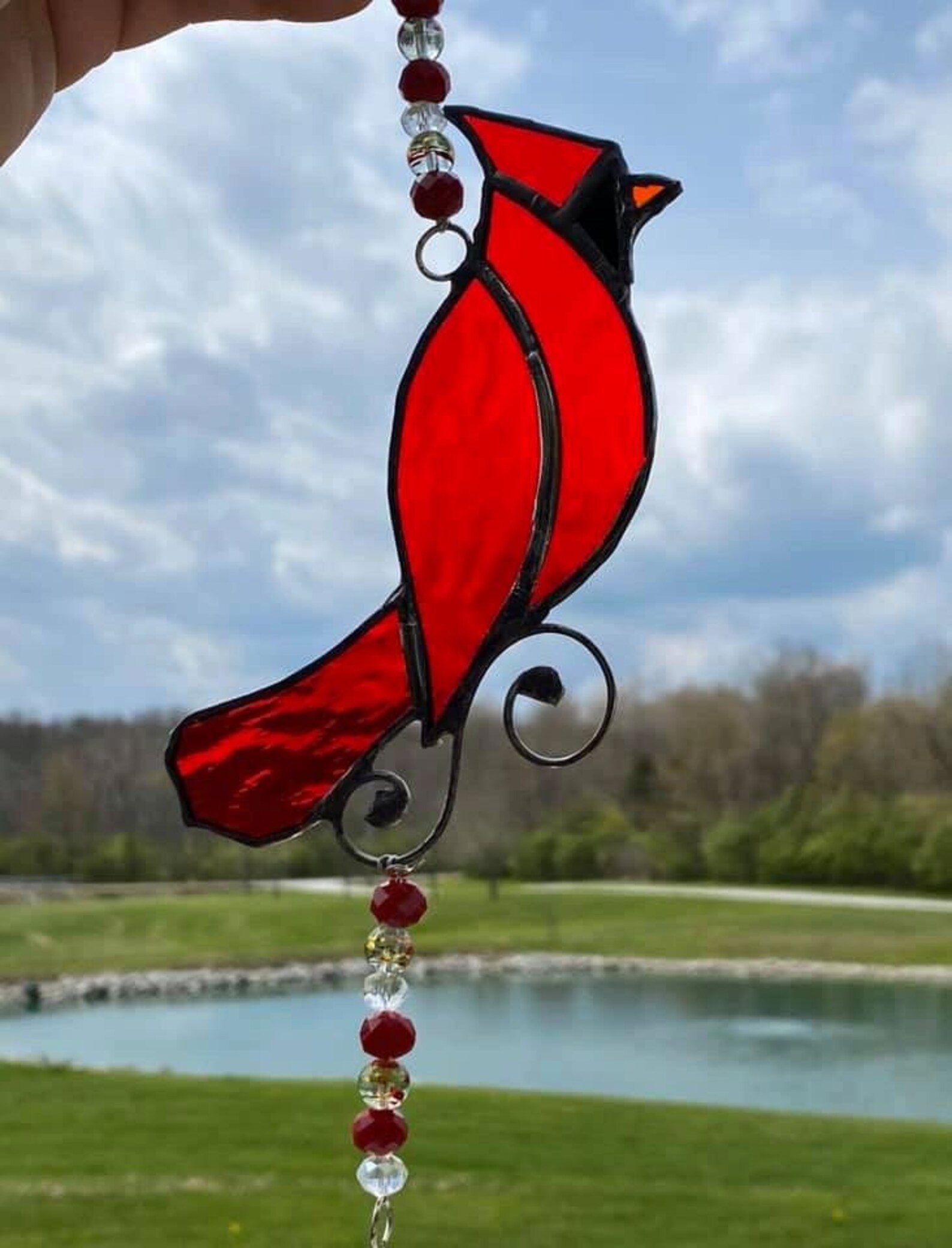 Stained Glass Cardinal Wind Chime Etsy
