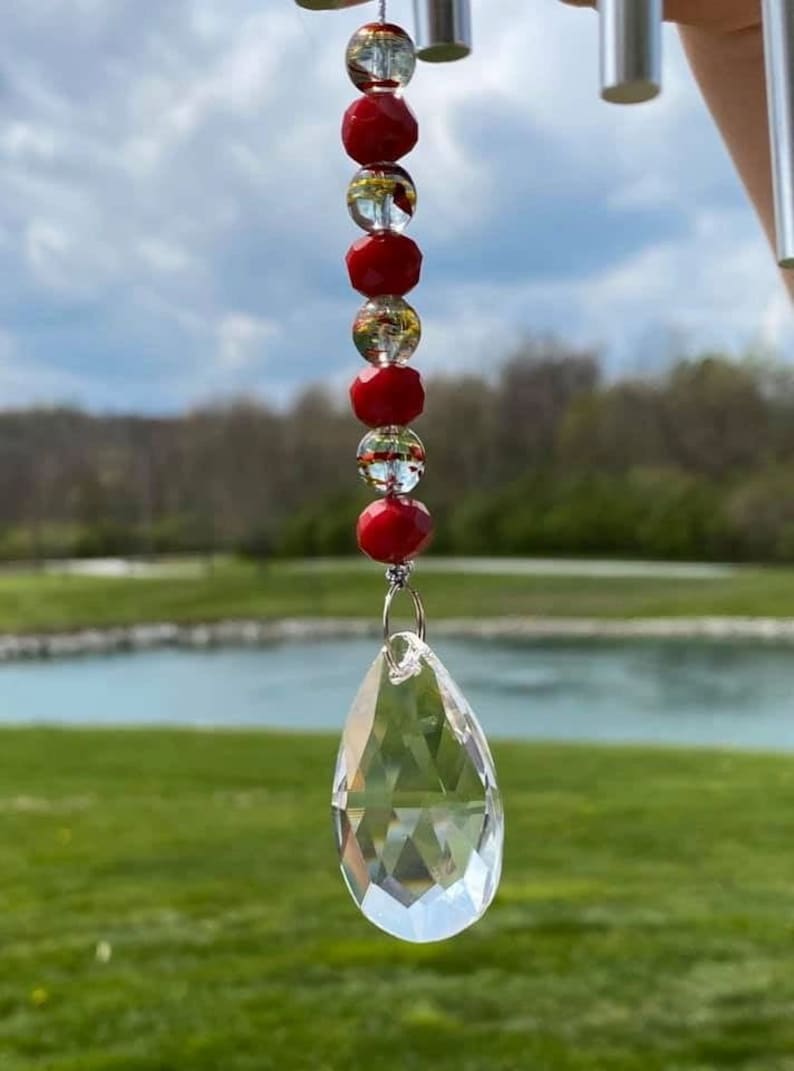 Stained Glass Cardinal Wind Chime Etsy